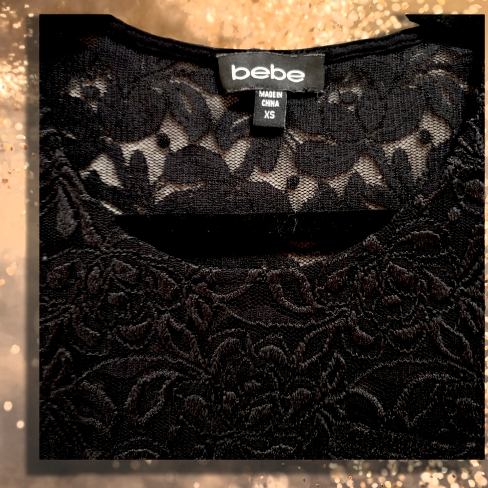 Y2K Womens Bebe Black Lace Top Size XS Y2K Vintage - Picture 4 of 7